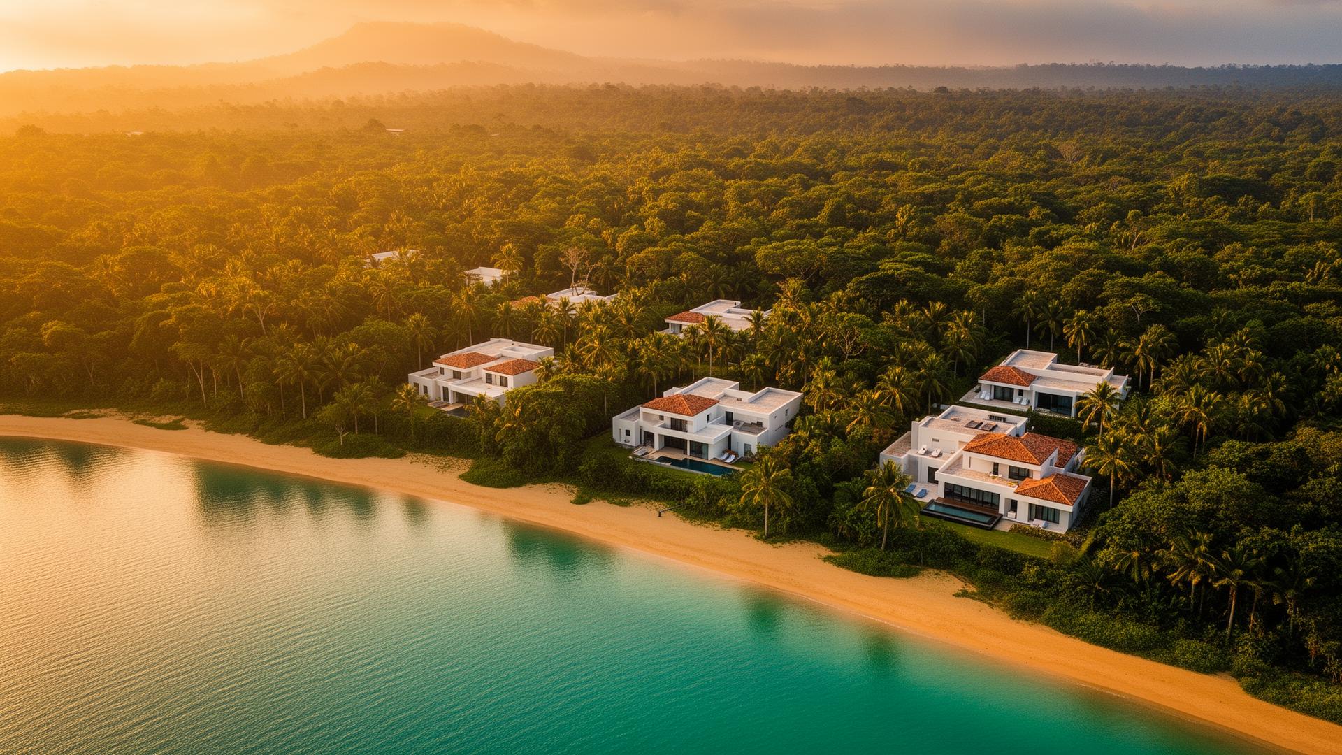 Vue aérienne du domaine Katebi Beach au bord du lac
